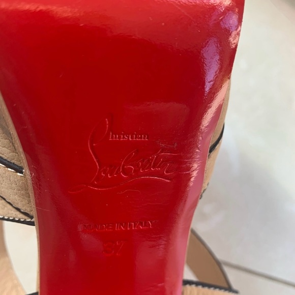 Christian Louboutin 120mm Tan Strappy Pump Heels Size 37 - Picture 4 of 8